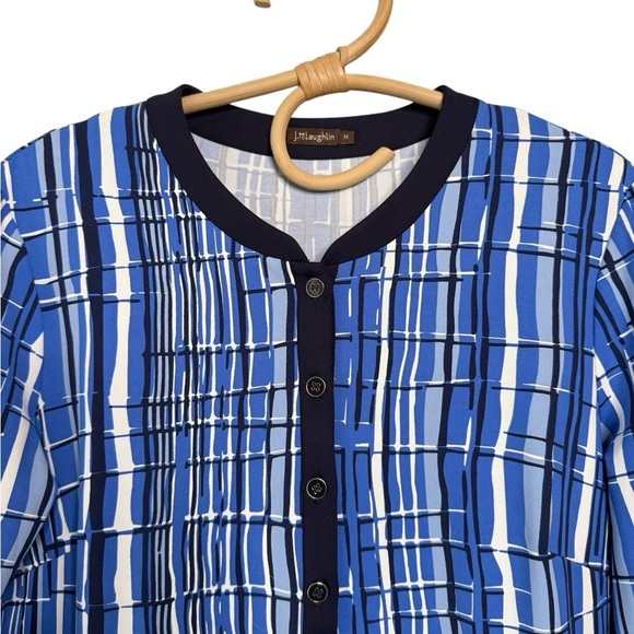 J. McLaughlin Biscayne Dress Nautical Blues Knee Length Catalina Cloth Size M - Picture 9 of 12